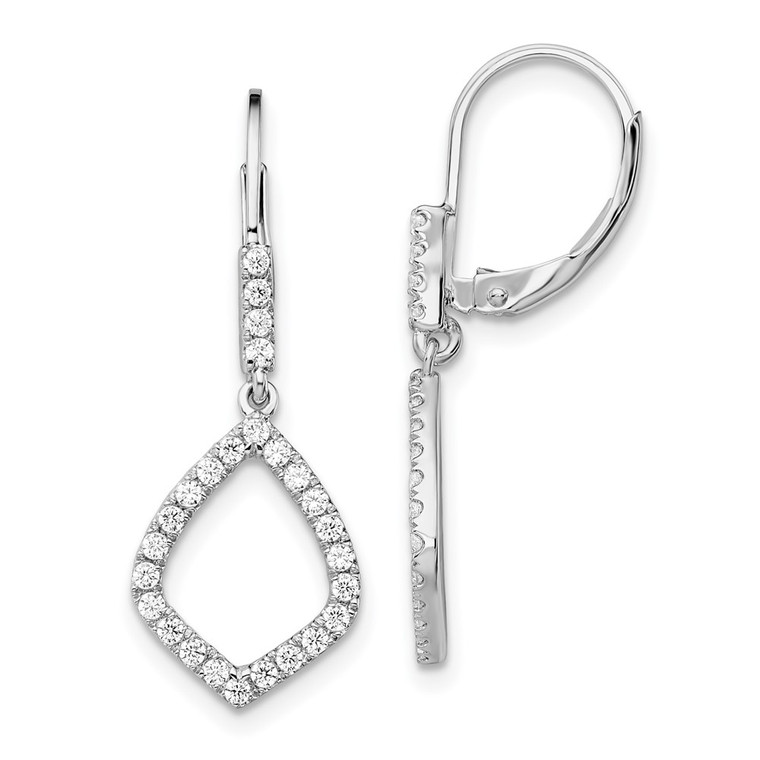 14k White Gold 1/2 carat Lab Grown Diamond VS/SI+ G+ Complete Fashion Dangle Leverback Earrings - EM-996A2A7D-1733