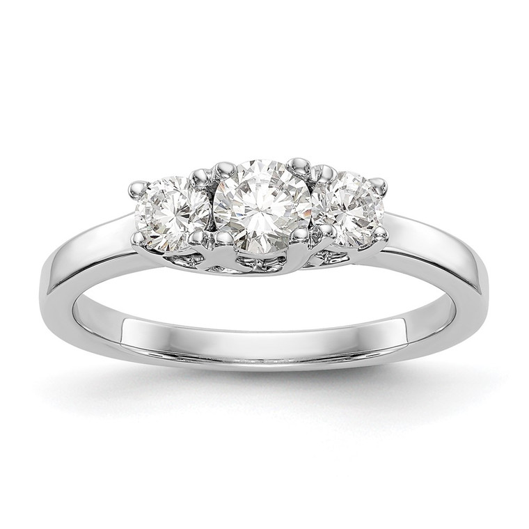 14k White Gold 1/2 carat Lab Grown Diamond VS/SI+ G+ Complete Three Stone Engagement Ring - RM-A7339F95-7194