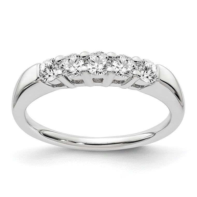 14k White Gold 1/2 carat Lab Grown Diamond VS/SI+ G+ Five Stone Complete Fashion Band