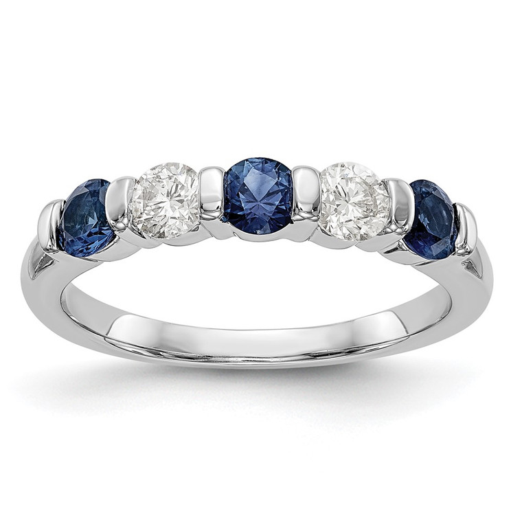 14k White Gold 1/3 carat Diamond and Blue Sapphire Complete Band - RM-C1B7256E-9934