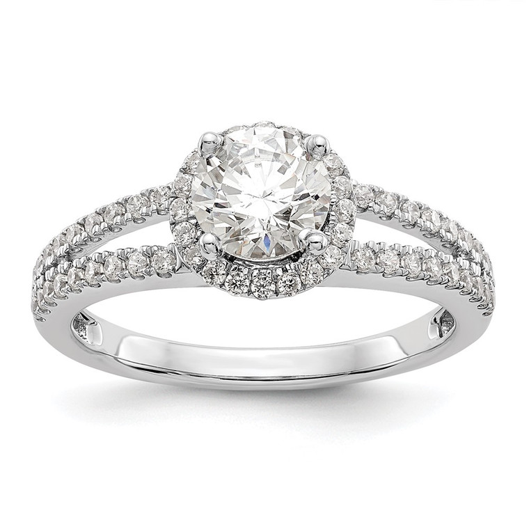 14k White Gold 1/3 carat Lab Grown Diamond VS/SI+ G+ 3/4 carat Center Round Semi Mount Engagement Ring
