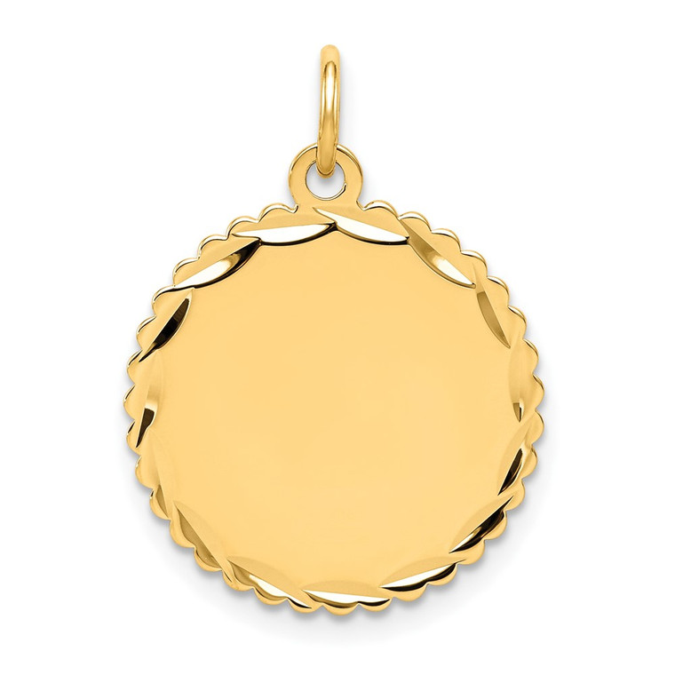 14k .018 Gauge Engravable Scalloped Disc Charm - XM-32CE9A90-4481