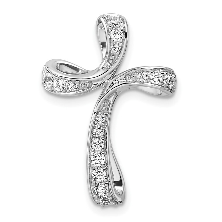 14k White Gold 1/3 carat Lab Grown Diamond VS/SI+ G+ Complete Cross Chain Slide Pendant - PM-8D83C700-7991