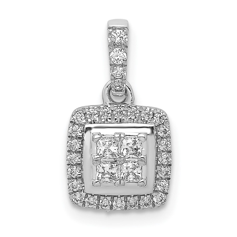 14k White Gold 1/3ct. Diamond Square Cluster Pendant - PM-7DFD7AA1-2947