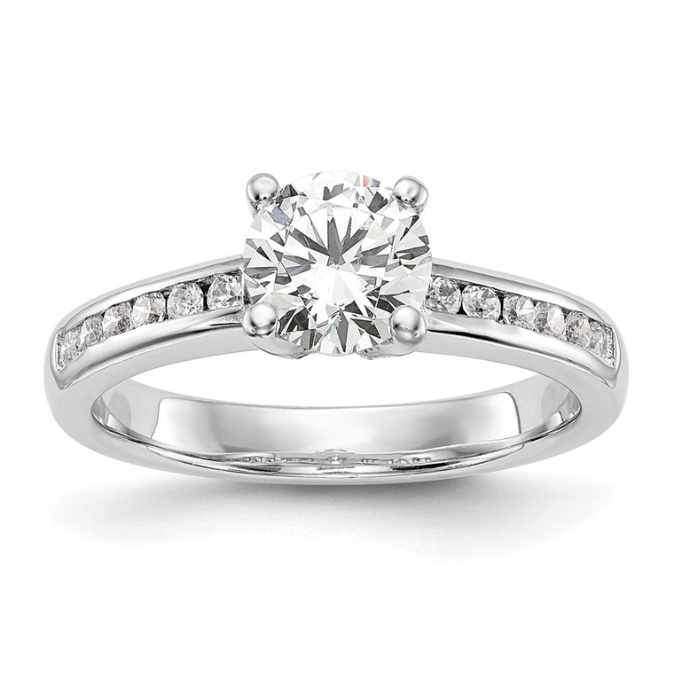 14k White Gold 1/4 carat Lab Grown Diamond VS/SI+ G+ 1 carat Center Round Semi Mount Channel Set Shared Prong Engagement Ring