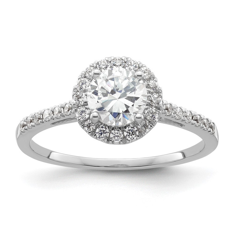 14k White Gold 1/4 carat Lab Grown Diamond VS/SI+ G+ 3/4 carat Center Semi Mount Halo Engagement Ring