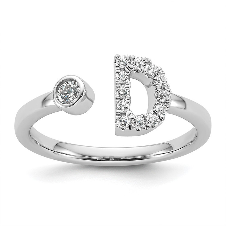 14k White Gold 1/5 carat Lab Grown Diamond VS/SI+ G+ Initial D Adjustable Ring