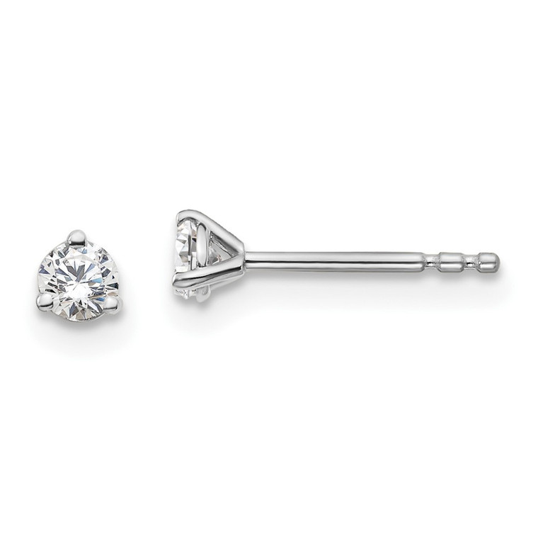 14k White Gold 1/5 ctw Lab Grown Diamond VS+ F+ Round 3 Prong Heavy Wt. Stud Earrings