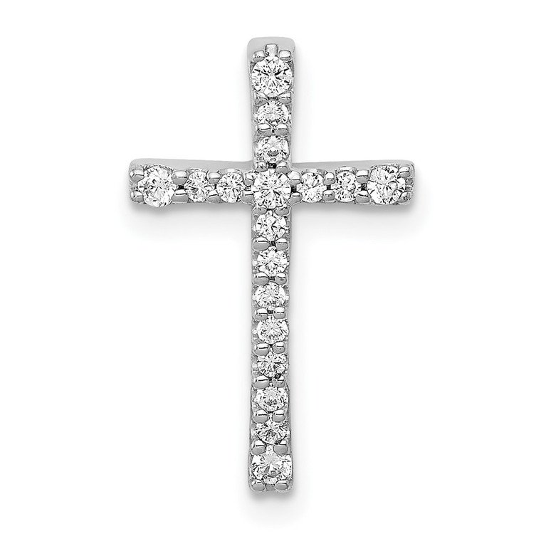 14k White Gold 1/5ct. Diamond Latin Cross Chain Slide - PM-465F5E99-1634
