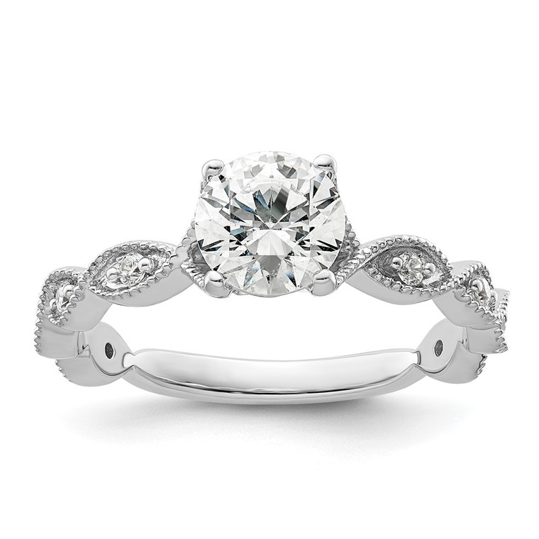 14k White Gold 1/8 carat Lab Grown Diamond VS/SI+ G+ 1 carat Center Round Semi Mount Engagement Ring