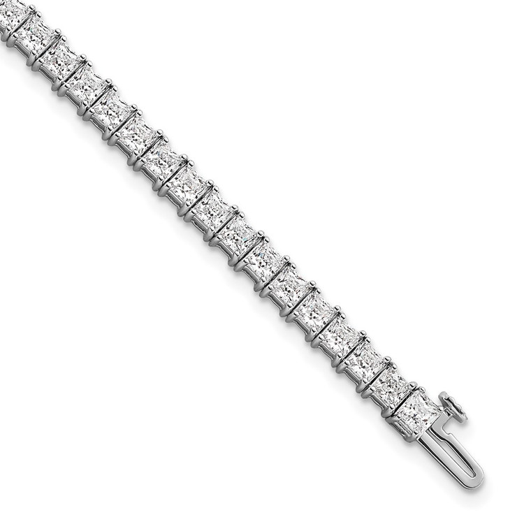 14k White Gold 10 carat Lab Grown Diamond VS/SI+ G+ Complete Princess Prong Set Tennis Bracelet