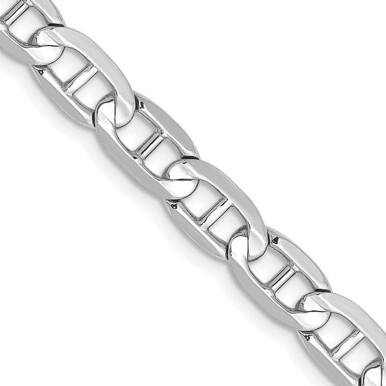 14K White Gold 18 inch 5.25mm Concave Anchor with Lobster Clasp Chain