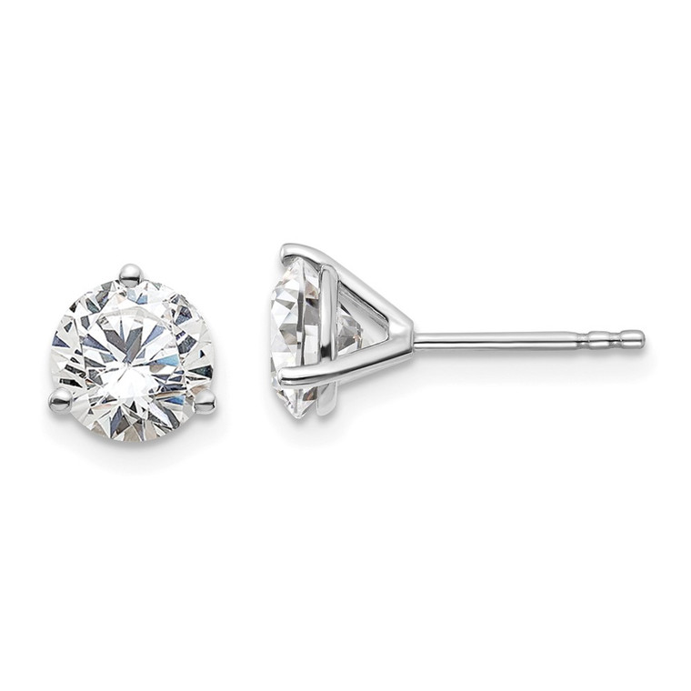 14k White Gold 2 1/2 ctw Certified Lab Grown Diamond VS/SI+ G+ Round 3 Prong Heavy Wt. Stud Earrings