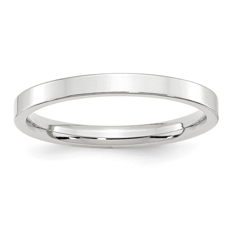 14k White Gold 2.5mm Standard Weight Flat Comfort Fit Wedding Band Size 5.5