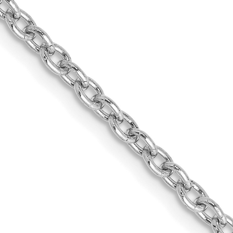 14K White Gold 22 inch 2.4mm Round Open Link Cable with Lobster Clasp Chain