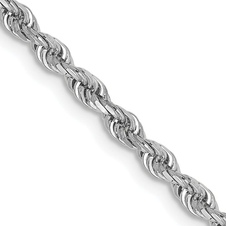 14K White Gold 22 Inch 2.75mm Diamond-cut Quadruple Rope Lobster Clasp Chain