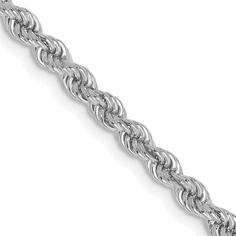 14K White Gold 22 inch 2.75mm Regular Rope with Lobster Clasp Chain
