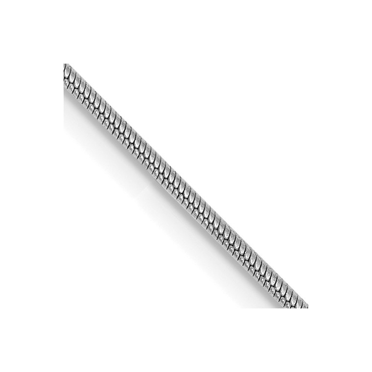 14K White Gold 24 inch .9mm Round Snake with Lobster Clasp Chain
