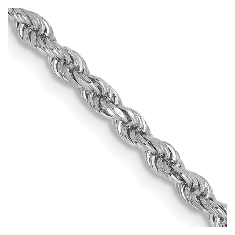 14K White Gold 24 inch 2.25mm Diamond-cut Rope with Lobster Clasp Chain