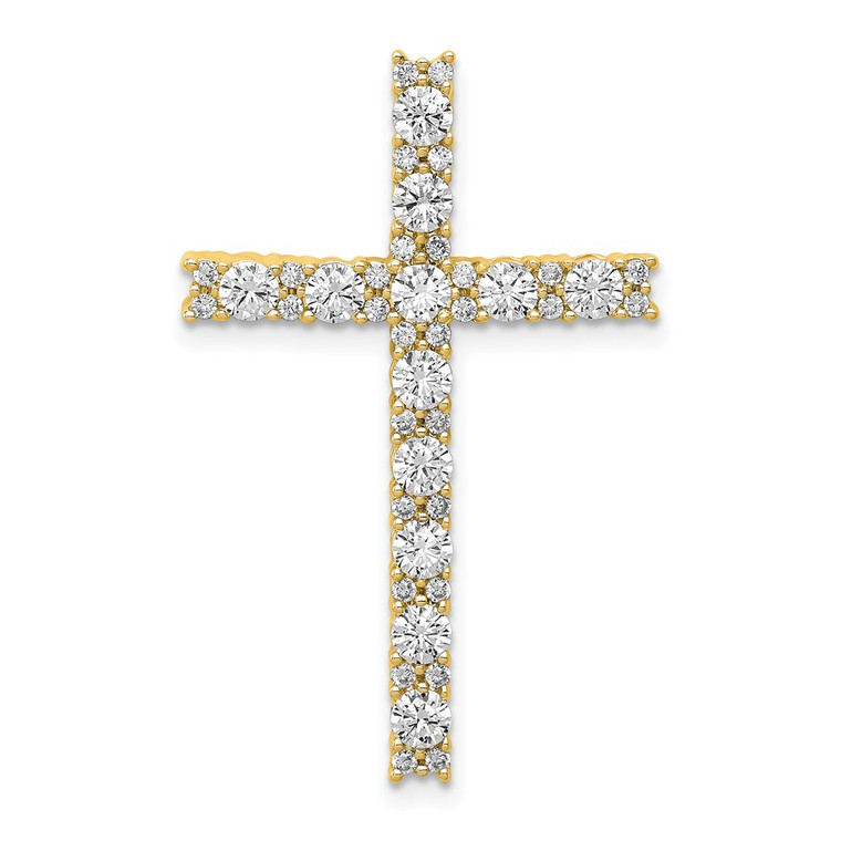 14k 1 carat Lab Grown Diamond VS/SI+ G+ Complete Cross Chain Slide Pendant - PM-5F01B09F-4934