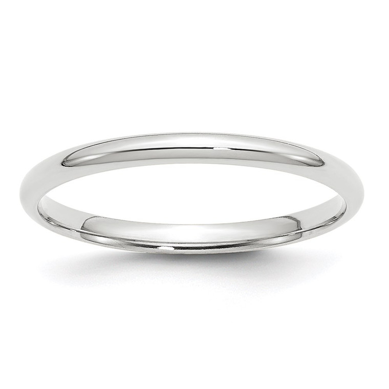 14k White Gold 2mm Lightweight Comfort Fit Wedding Band Size 8.5
