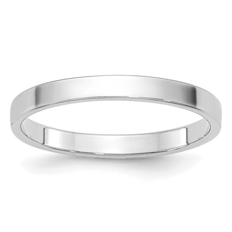 14k White Gold 2mm Lightweight Flat Wedding Band Size 9