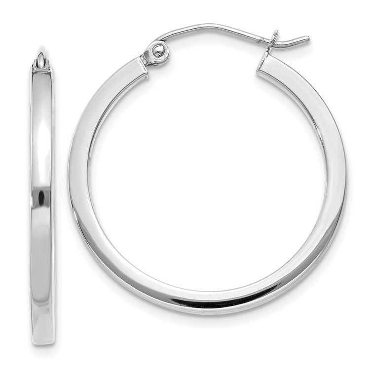 14k White Gold 2mm Square Tube Hoops - T1-68168D0B-5196