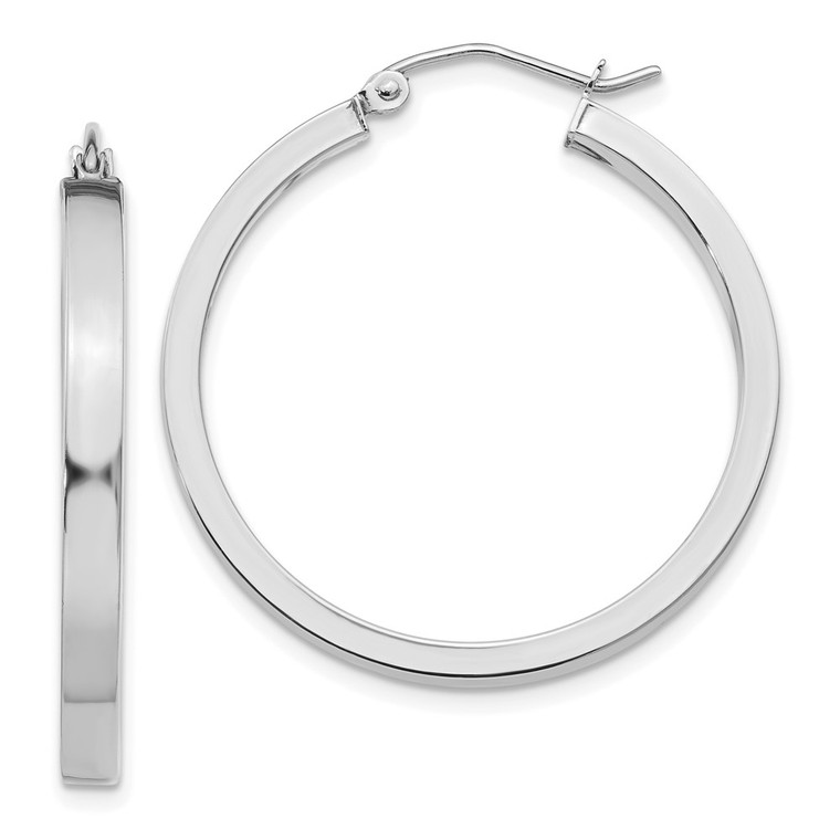 14k White Gold 2x3mm Rectangle Tube Hoop - T1-5F20E072-8562