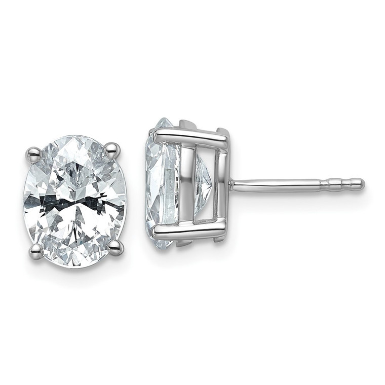 14k White Gold 3 carat Lab Grown Diamond VS+ F+ Complete Oval Four Prong Stud Earrings