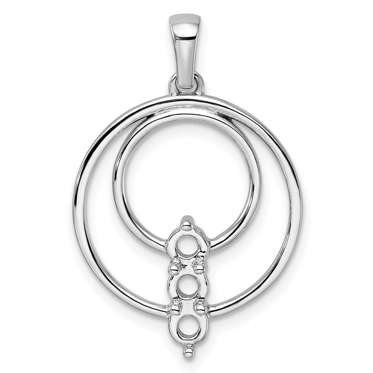 14k White Gold 3.2mm Three Stone Circle Pendant Mounting