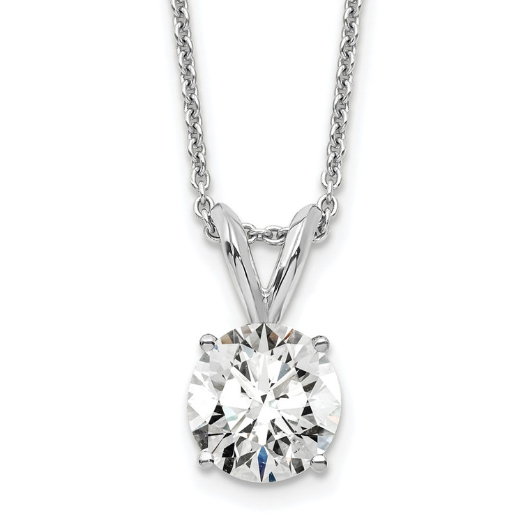 14k White Gold 3/4 carat Certified Lab Grown Diamond VS/SI+ G+ Round Complete Four Prong 18 inch Solitaire Pendant Necklace