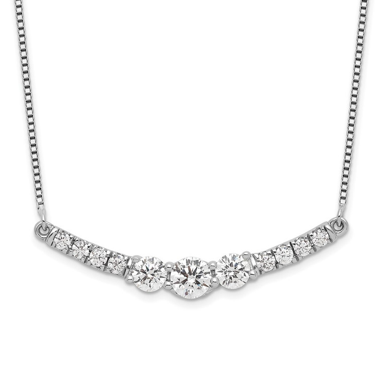 14k White Gold 3/4 carat Lab Grown Diamond VS/SI+ G+ Complete 18 inch Fashion Bar Necklace