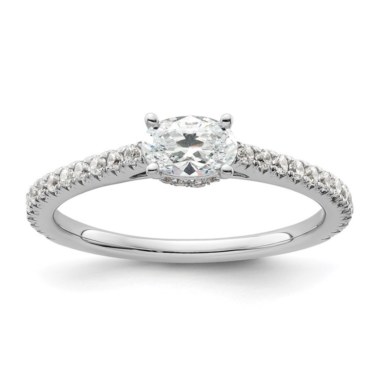 14k White Gold 3/4 carat Lab Grown Diamond VS/SI+ G+ East-West Oval Complete Engagement Ring