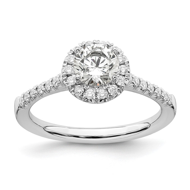 14k White Gold 3/4 carat Lab Grown Diamond VS/SI+ G+ Round Complete Size 7 Halo Engagement Ring
