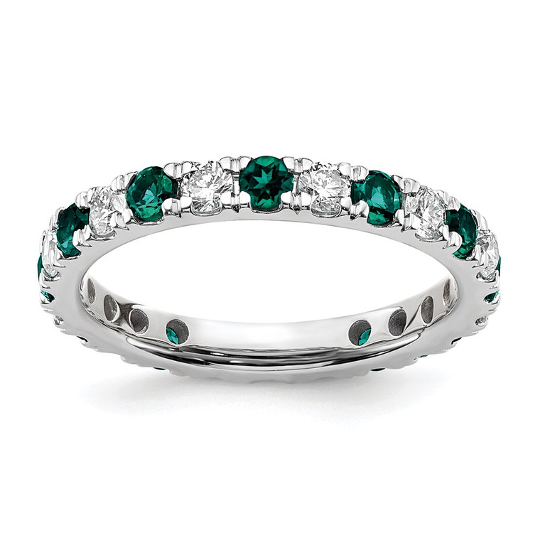 14k White Gold 3/8 carat Lab Grown Diamond VS/SI+ G+ and Lab Created Alexandrite Size 5 Eternity Band - ET-DE2AAF85-2725