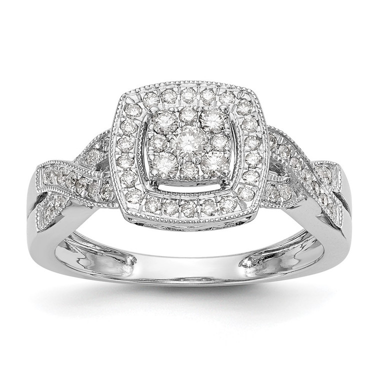 14k White Gold 3/8 carat Lab Grown Diamond VS/SI+ G+ Complete Cluster Engagement Ring