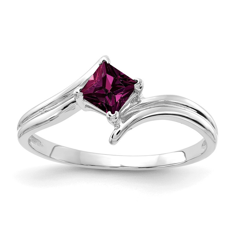 14k White Gold 4mm Princess Cut Rhodolite Garnet ring - Y4-B569F82F-8408