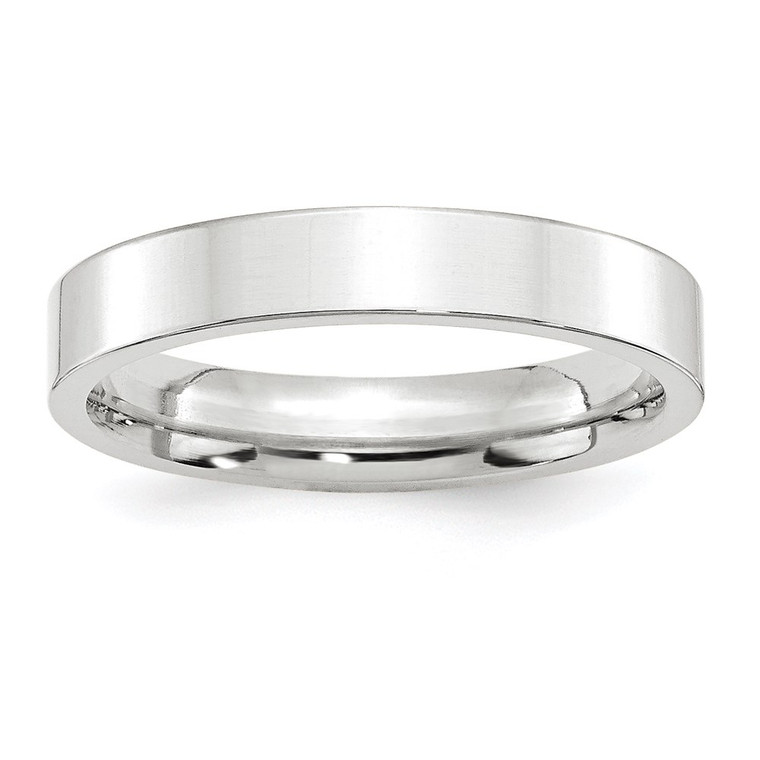 14k White Gold 4mm Standard Weight Flat Comfort Fit Wedding Band Size 10