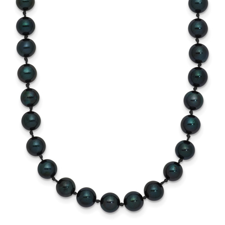 14k White Gold 5-6mm Black Round Akoya Saltwater Cultured Pearl 20 inch Necklace