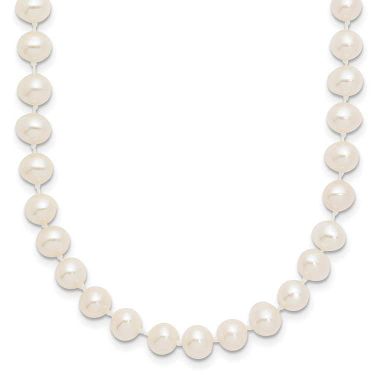 14k White Gold 5-6mm White Near Round Freshwater Cultured Pearl 16 inch Necklace