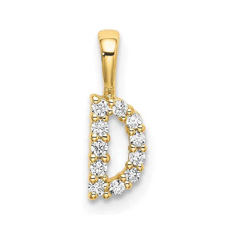 14k 1/10 carat Lab Grown Diamond VS/SI+ G+ Complete Letter D Initial Pendant
