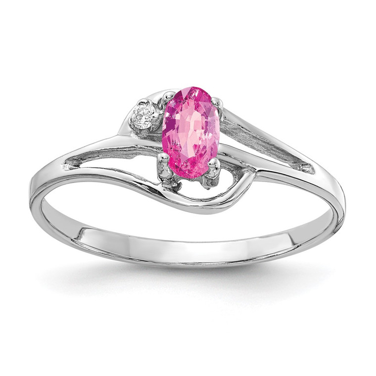 14k White Gold 5x3mm Oval Pink Sapphire AA Diamond ring - X9-2C66D0D2-1511