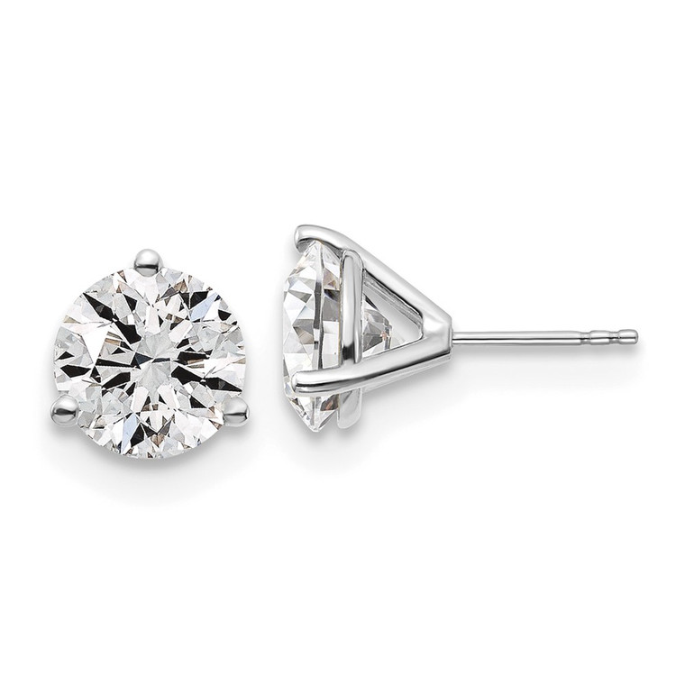 14k White Gold 6 ctw Certified Lab Grown Diamond VS/SI+ G+ Round 3 Prong Heavy Wt. Stud Earrings