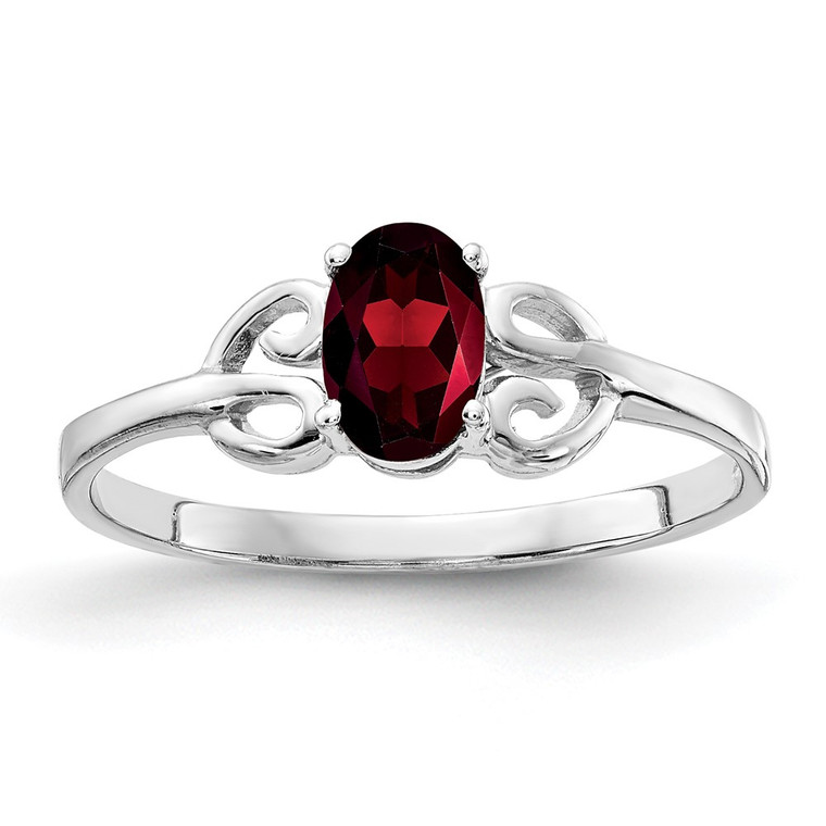 14k White Gold 6x4mm Oval Garnet ring - X9-37189115-8197