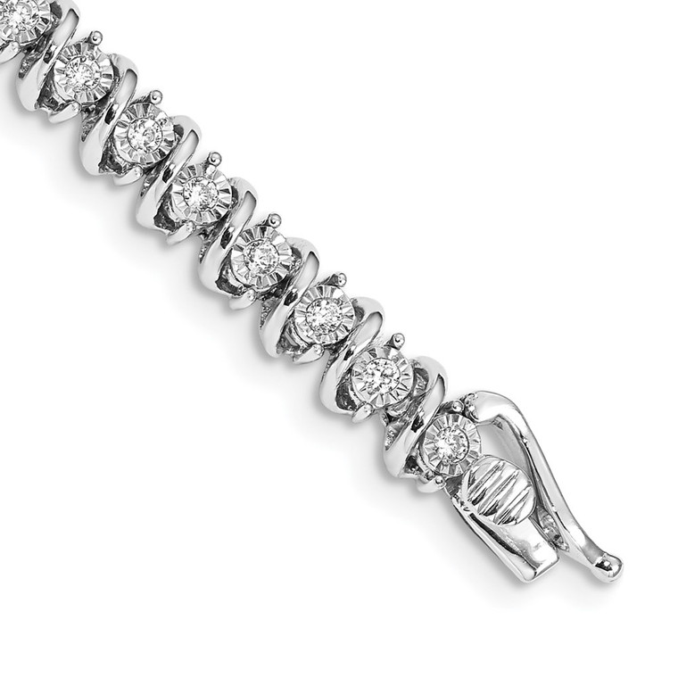 14k White Gold 7/8 carat Lab Grown Diamond VS/SI+ G+ 7.25 inch Fancy Tennis Bracelet
