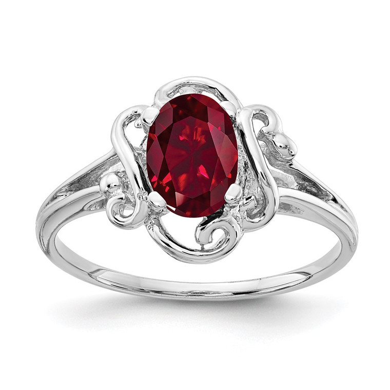 14k White Gold 7x5mm Oval Created Ruby ring - Y2-71408F65-1742