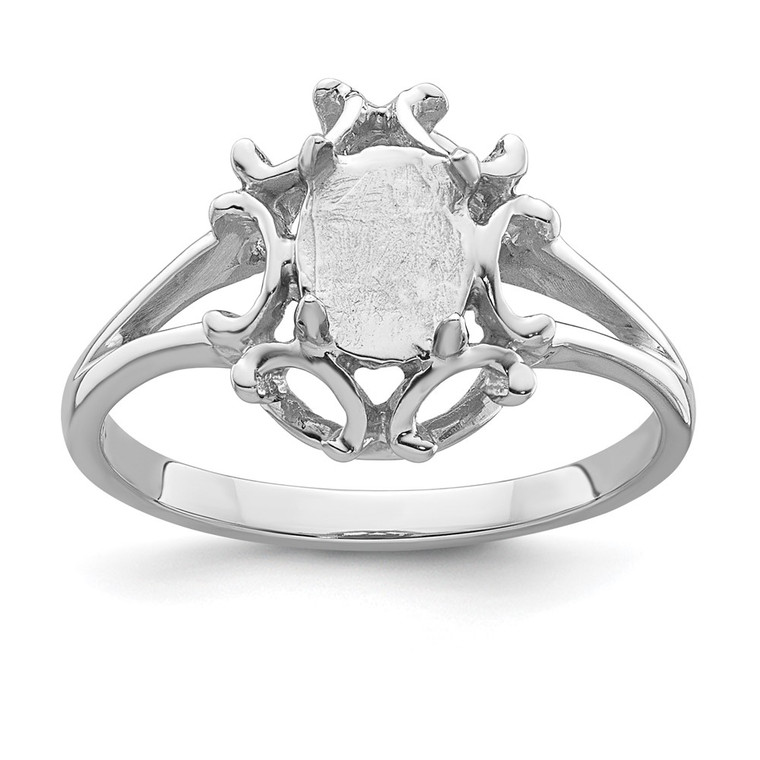 14k White Gold 7x5mm Oval Gemstone Ring Mounting - Y4-B4D419B8-7708
