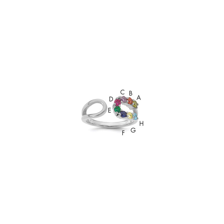 14k White Gold 8 Birthstone Wrap Mother's Ring Mounting