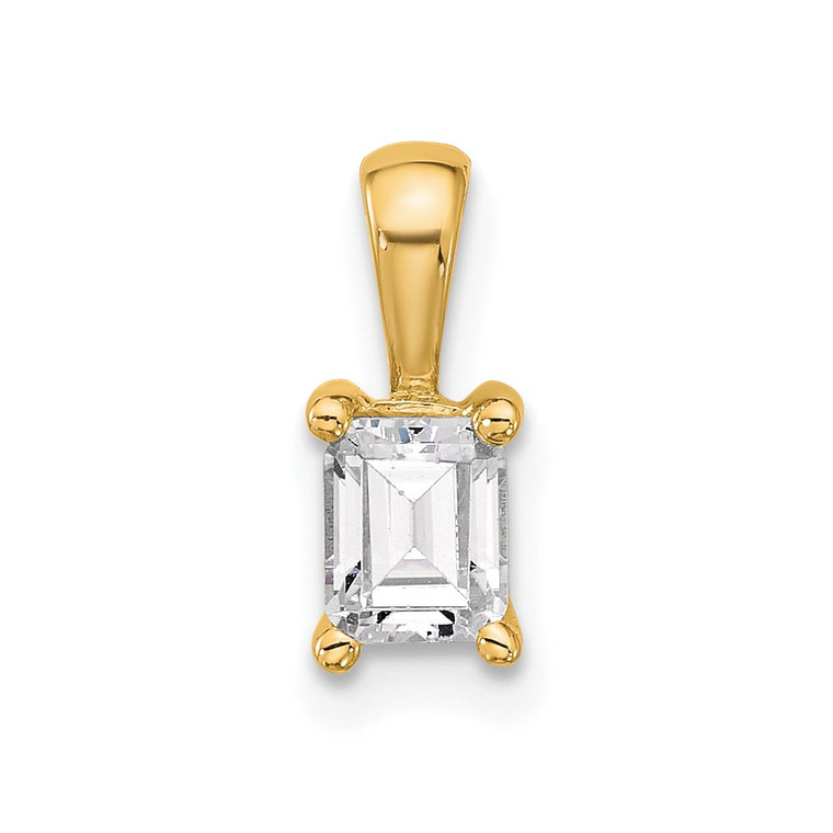 14k 1/2 carat Lab Grown Diamond VS/SI+ G+ Emerald Complete Four Prong Pendant