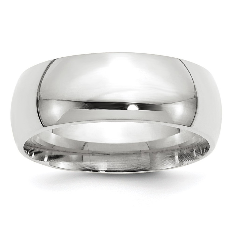 14k White Gold 8mm Standard Weight Comfort Fit Wedding Band Size 13